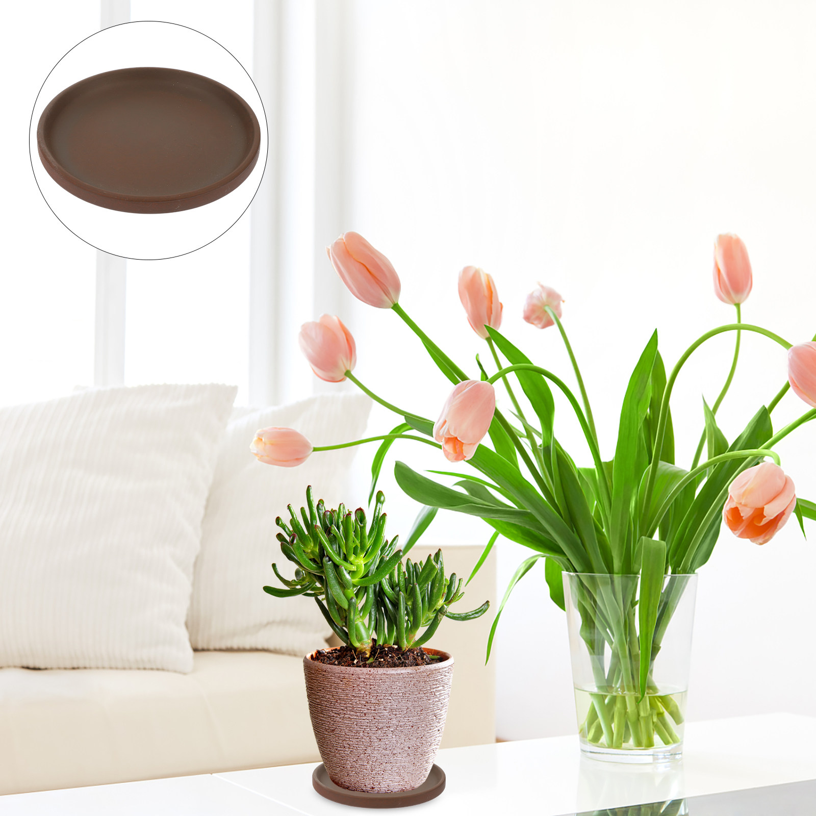 Drip Tray Saucer - Seramik Saksı Tepsisi, Yuvarlak Saksı Altlığı,