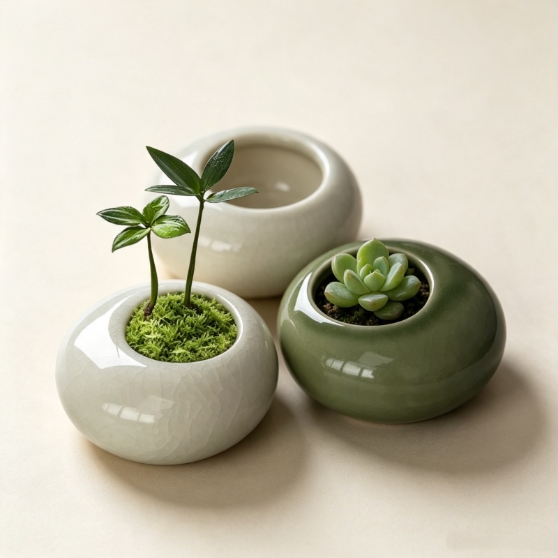Bonsai Garden Art - Mini Buz Çatlak Desenli Saksı Yaratıcı